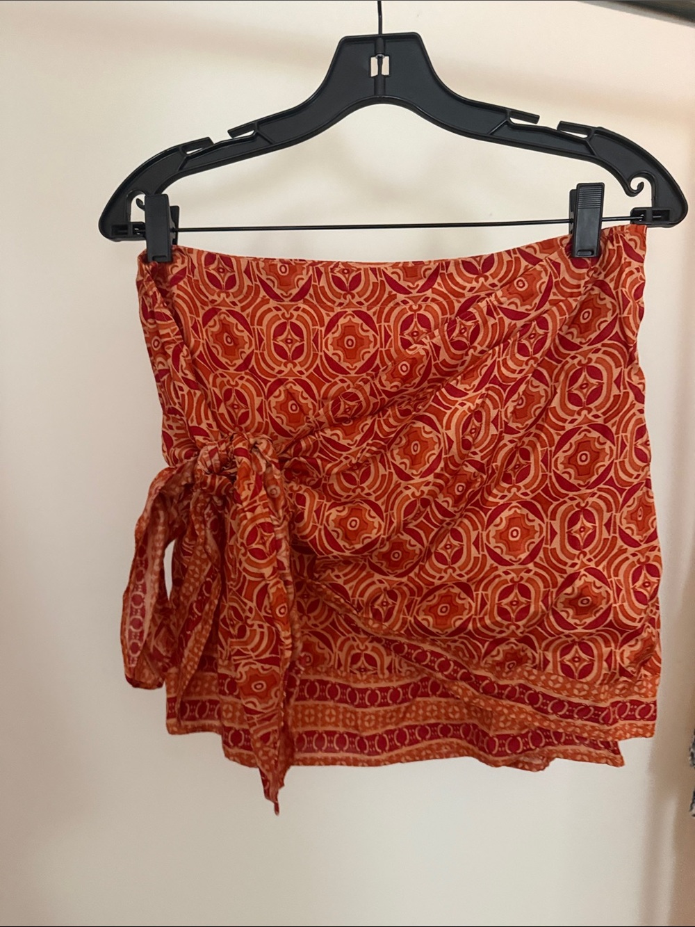 Free People Red and Orange Geometric Tie Mini Skirt